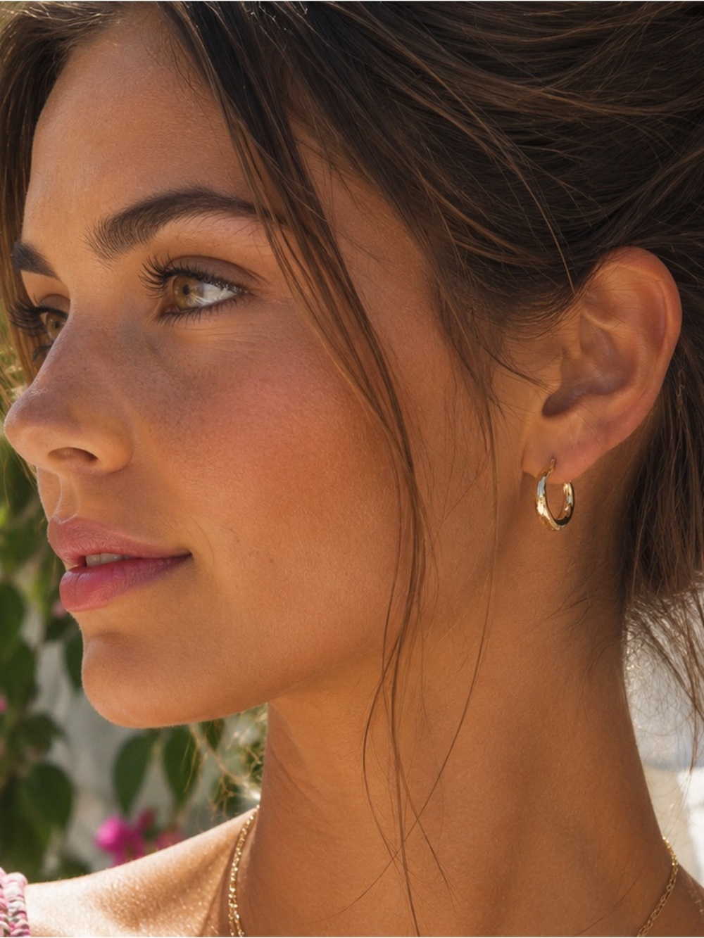 1/2" 14K Plated Gold Diamond-Cut Huggie Hoop Earrings